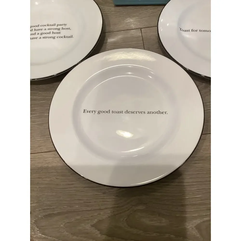 Pottery Barn Appetizer Plate Set Quote Funny Bar Cart Party Hostess Gift Classic